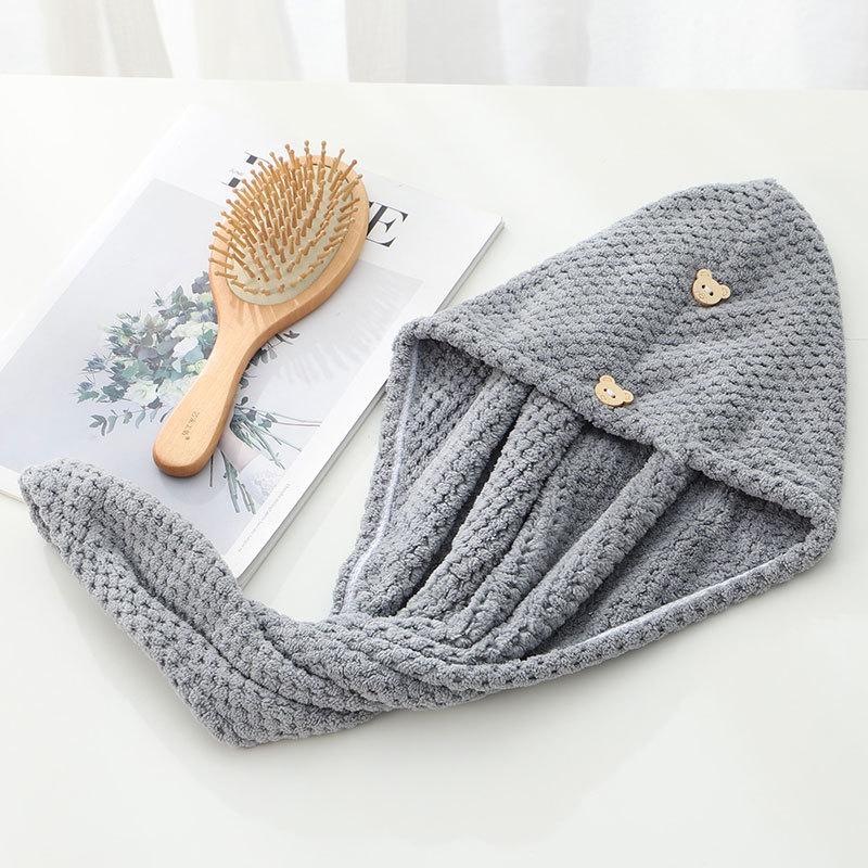TEMU 1pc Women's Absorbent Quick-dry Pineapple Check Hair Drying Cap, Microfiber Head-wrapping Towel For Hair Washing, Simple Solid Color Shower Cap
