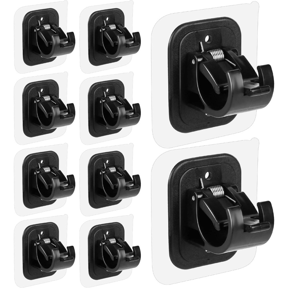 TEMU 10pcs No-drill Curtain Rod Holders, Self-adhesive Heavy Duty 3kg Load-bearing, Moisture-proof, Fits 1-2cm Rods, Damage-free Installation For
