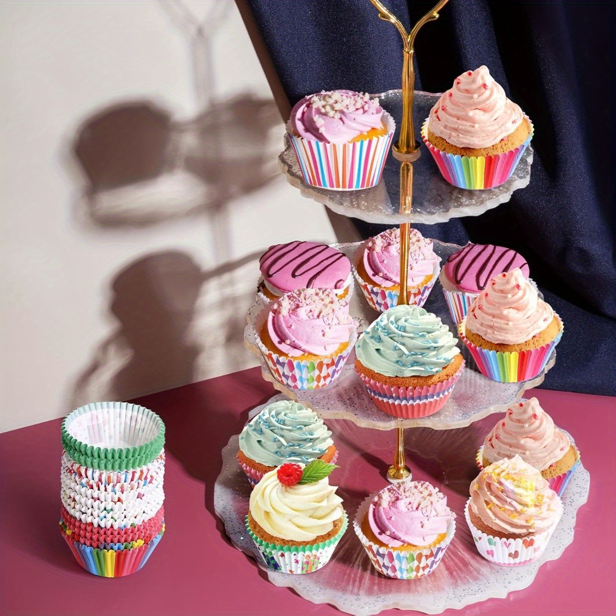 600pcs colorful cupcake liners rainbow striped Temu Oman