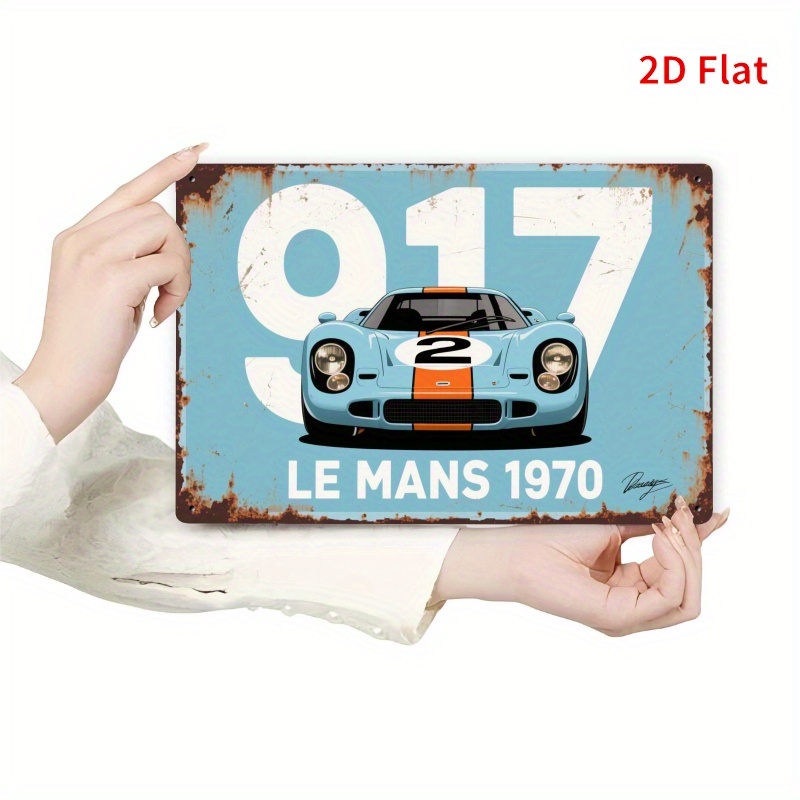 TEMU 2d Flat, Decorative Sign & Plague 2d Flat, 1pc, [2d Flat] Vintage 917 Racing Car Metal Sign - 19.81x29.97cm, Durable Iron Wall Art For Decor,