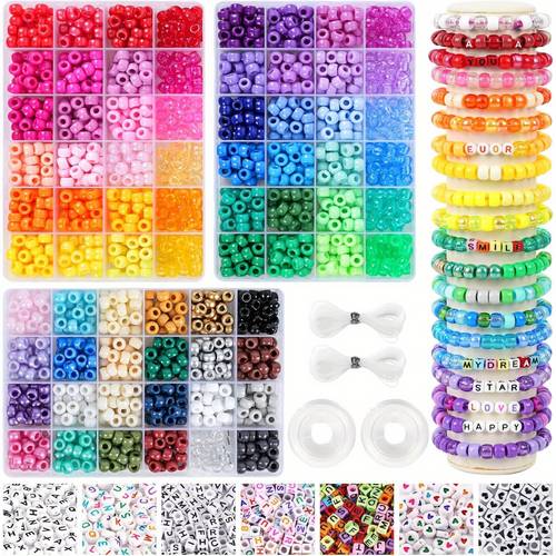 3000pcs 72 colors pony beads b celet making kit for adults ow pony beads friendship b celet kit letter beads for jewelry making with elastic strings for b celet necklace making
