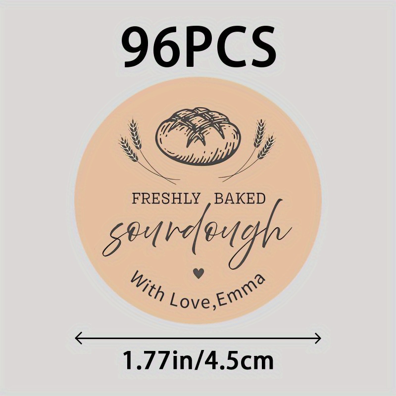 TEMU Custom 48/96 Name Stickers, Personalized Sourdough Stickers, Custom Homemade Labels, Small Business Baking Stickers, Baked Bread Labels, Kitchen
