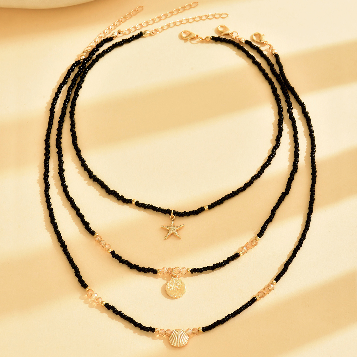 3-Pack Women's Choker Necklace Set - Starfish Shell Pendant