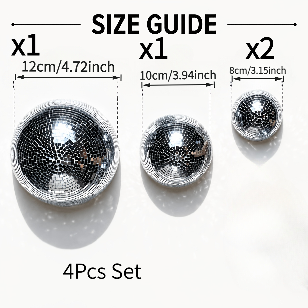 TEMU 4pcs Ornements Hémisphère Argenté, Décoration Murale Style Disco Rétro, pour Décoration Esthétique de Fête Chambre Bar