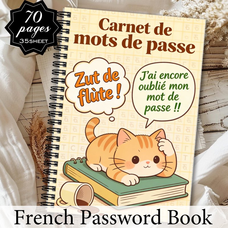 TEMU 1pc Cahier de de passe français, un organisateur de de passe pour adultes et personnes âgées, avec un adorable motif de chat