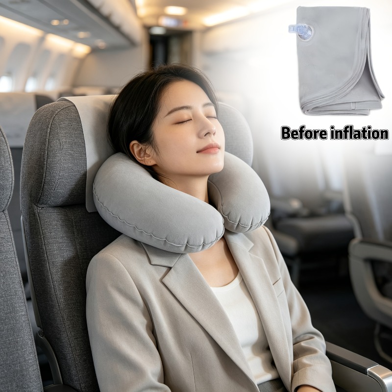 Portable Foldable Inflatable Ergonomic U-Shaped Neck Pillow, Pocket-Sized Multifunctional Pillow Suitable for Travel And Office, Lightweight And Portable, Suitable for Aircraft