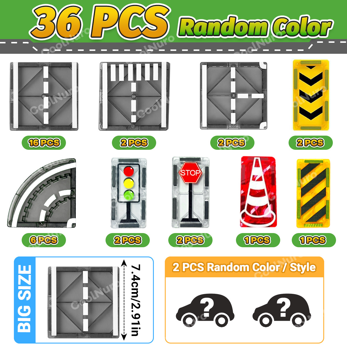 Image of Magnetic Building Blocks Toy Set, Sensory Educational Toys Simulating Road And Highway Driving To , Perfect Parent-child Interactive Toys For Birthdays, Christmas Gifts, Random Colors/style