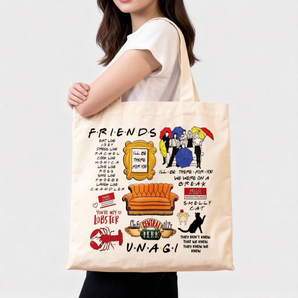 TEMU 1pc Tv Show Themed Tote Bag - 35cm X 40cm, Reusable Grocery Shopping Bag, Perfect For Daily Use, Commuting, School, And Gift , Reusable Shopping