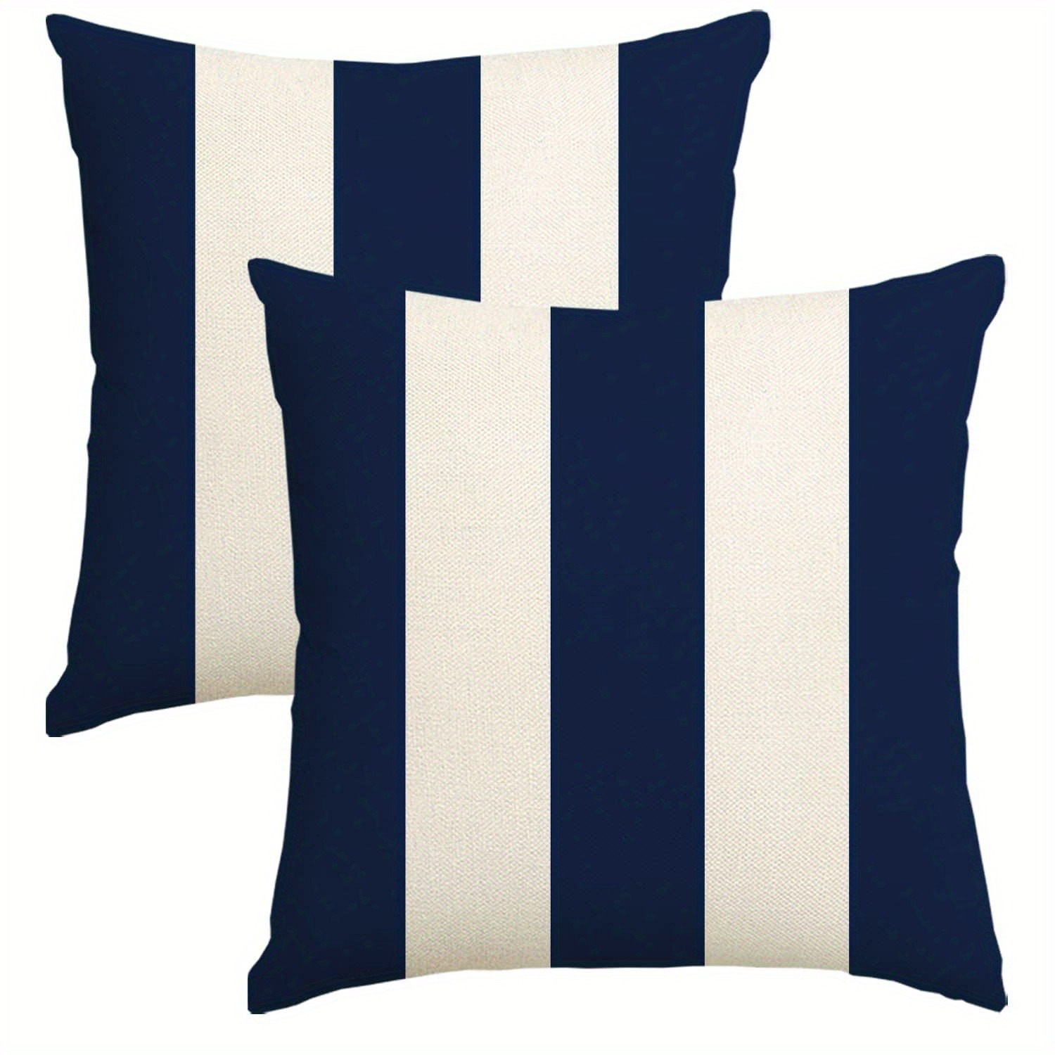 TEMU 2-delige set marineblauwe en witte gestreepte kussens - Huisdecoratie voor bank, vakantiedecoratie, kussenovertrek, kussensloop (kussen niet