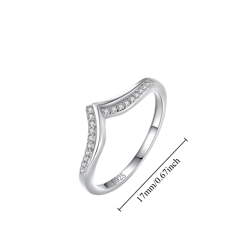 S925 Sterling Silver V Shaped Engagement Ring for Women