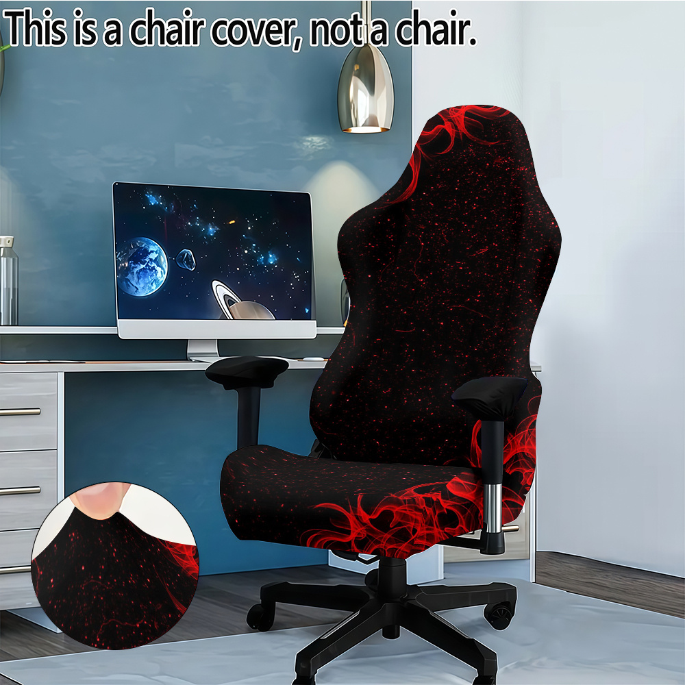 TEMU Funda para silla de videojuegos de 1 juego, a UV con de llamas rojas sobre fondo , tela de fibra de leche con diseño elástico y desmontable,