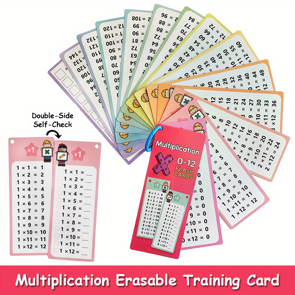 * * 0-12 Times Table Flashcards with Self-Check, 15 Rewritable Cards & 2  Dry Erase Pens - Colorful Homeschool Math Practice for 1st to 3rd Grade  Students, Math Flash Cards, Vibrant Flashcards * ...