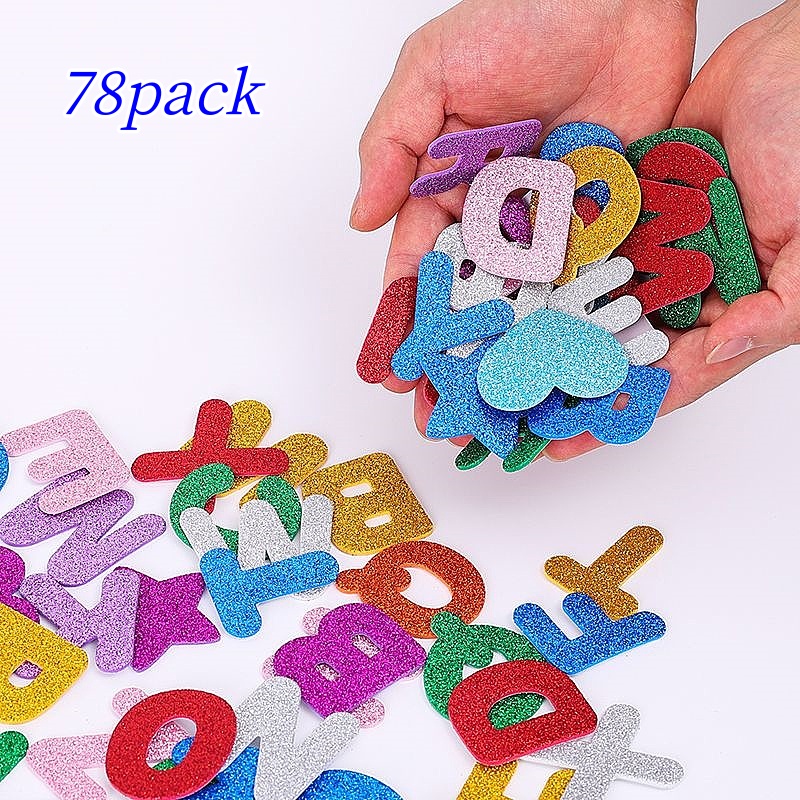 78pcs Glitter Foam Letter Stickers for DIY Crafts & Decor