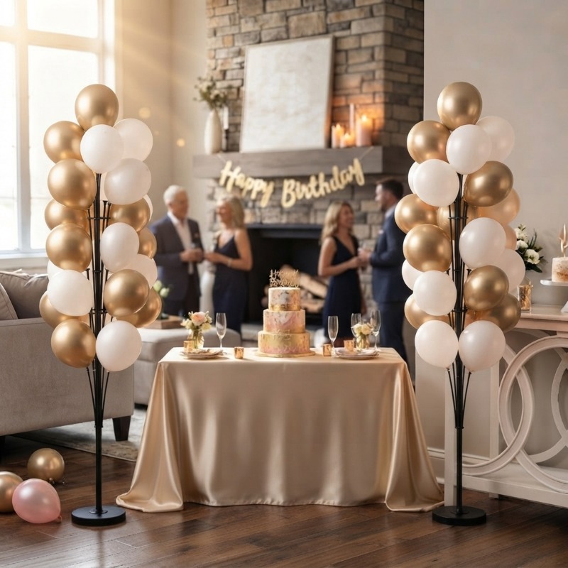 TEMU Juego de 2 soportes para columnas de globos de 163 cm en color , con base con peso rellena de agua, soporte de globos con dos opciones ,