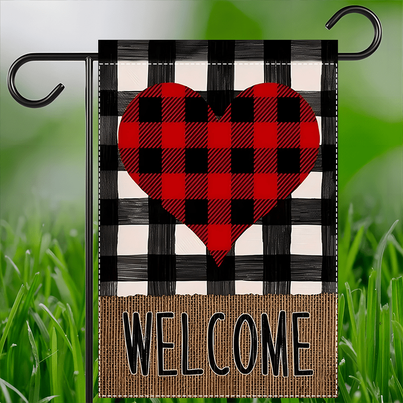 

1pc Valentine's Day Flag - Double-sided, Waterproof Polyester, Black & White , Burlap, 12x18inch, No Flagpole Needed, Indoor & Outdoor Decor