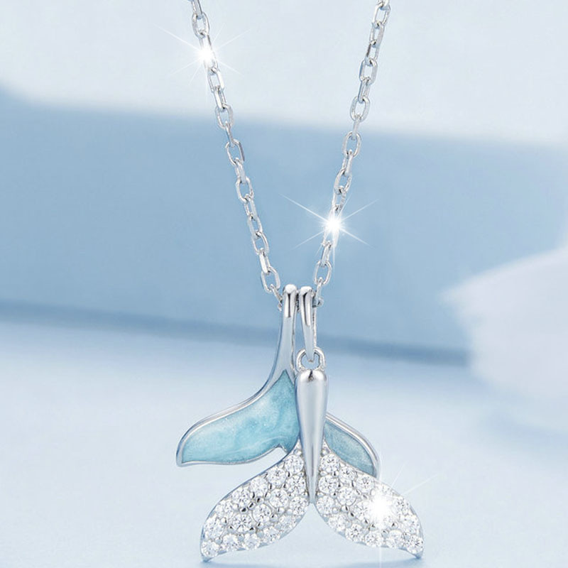 E-shop Damen-Modenhalskette, Walflossen-Anhänger mit Synthetik, Geschenk für Freundin, Partygeschenk, geeignet für den täglichen Arbeitsweg,