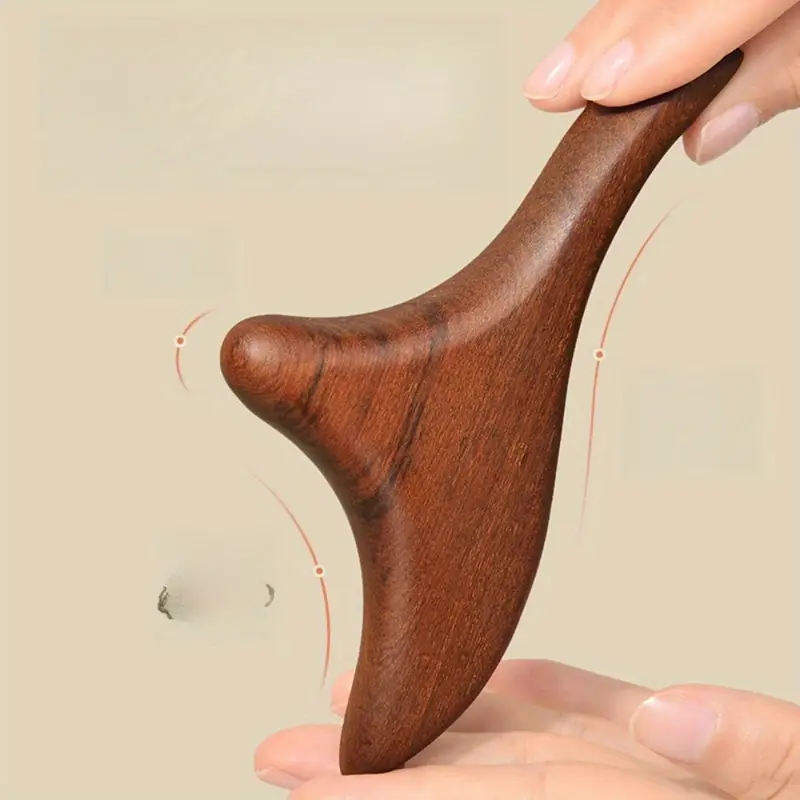 sandalwood triangular massage stick battery free acupressure shoulder and neck meridian pressing tool portable relaxer handheld durable construction essential for self care Product details 0