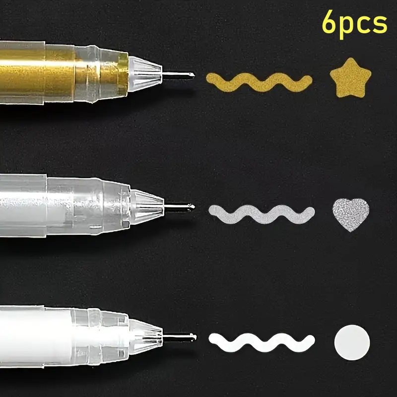 6pcs white golden and silvery fine tip drawing pens disposable artist painting tools for sketching and illustration   paper art supplies   high   quick drying ink