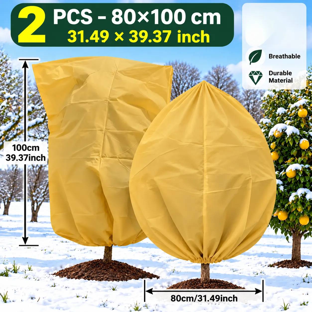 TEMU Set coperture beige ispessite per la protezione dalle gelate delle piante, invernale da esterno, multiuso per arbusti, alberi da frutto e palme