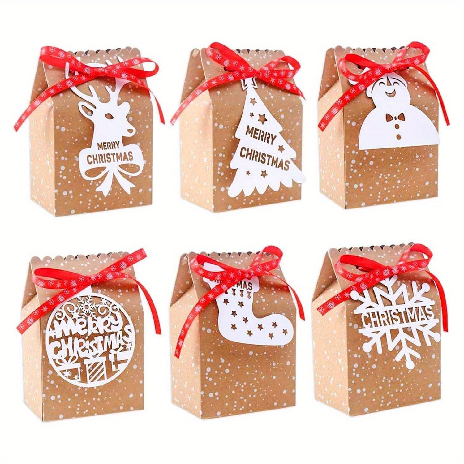 Image of 24pcs Bulk Christmas Goodies Bags, Bags With Tags, Snowflake Ribbons For Party Supplies