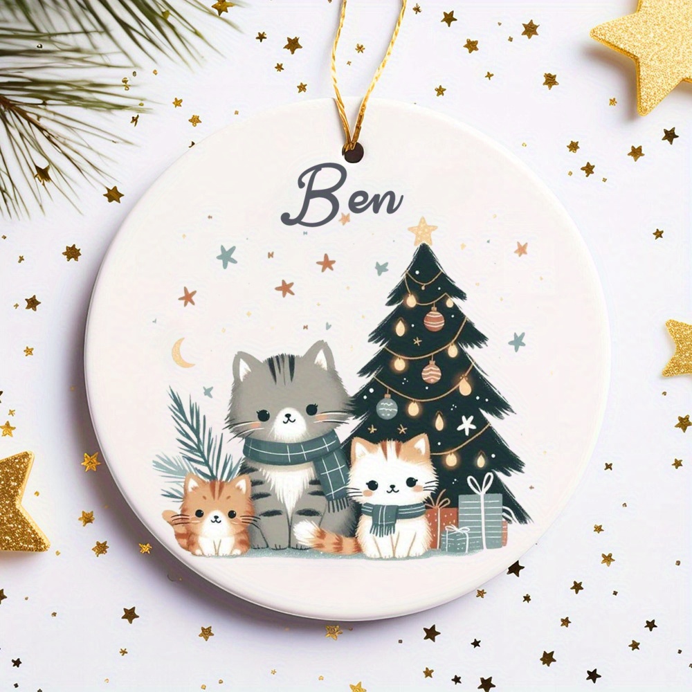 TEMU Ornamento natalizio in ceramica personalizzato - con , orso, renna e stella, personalizzato | Regalo di benedizione per le feste per Natale,