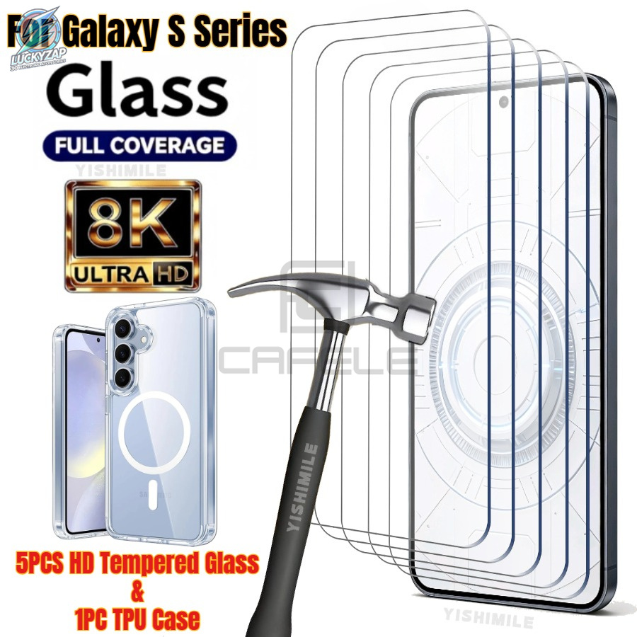 TEMU Handyhülle: 6 Stück [5 Stück Displayschutzfolien aus gehärtetem Glas und 1 Handyhülle] für Samsung Galaxy S22/S23/S24/S25/S26, Plus, Ultra, FE