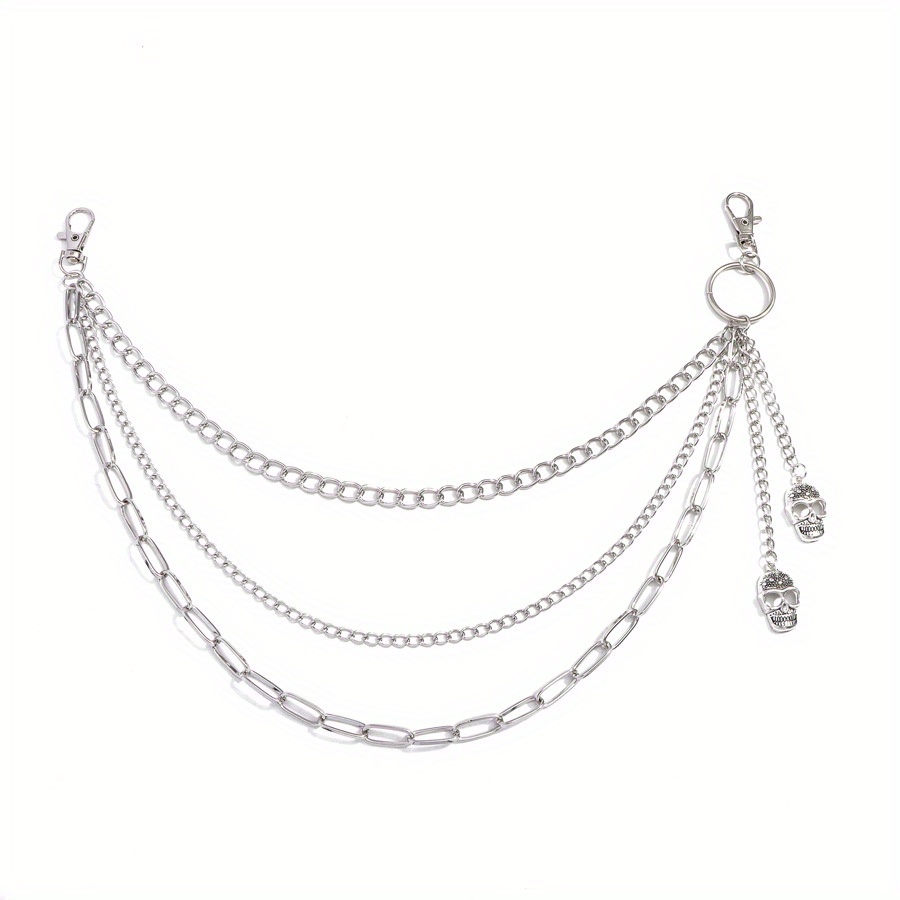 Image of 1pc Chain Fashion Men Women Pants Chain Jeans Chain Hip Hop Punk Skull Pants Chain Pocket Accessories Geometric Circle Multilayer Metal Chain, Ideal For Gifts