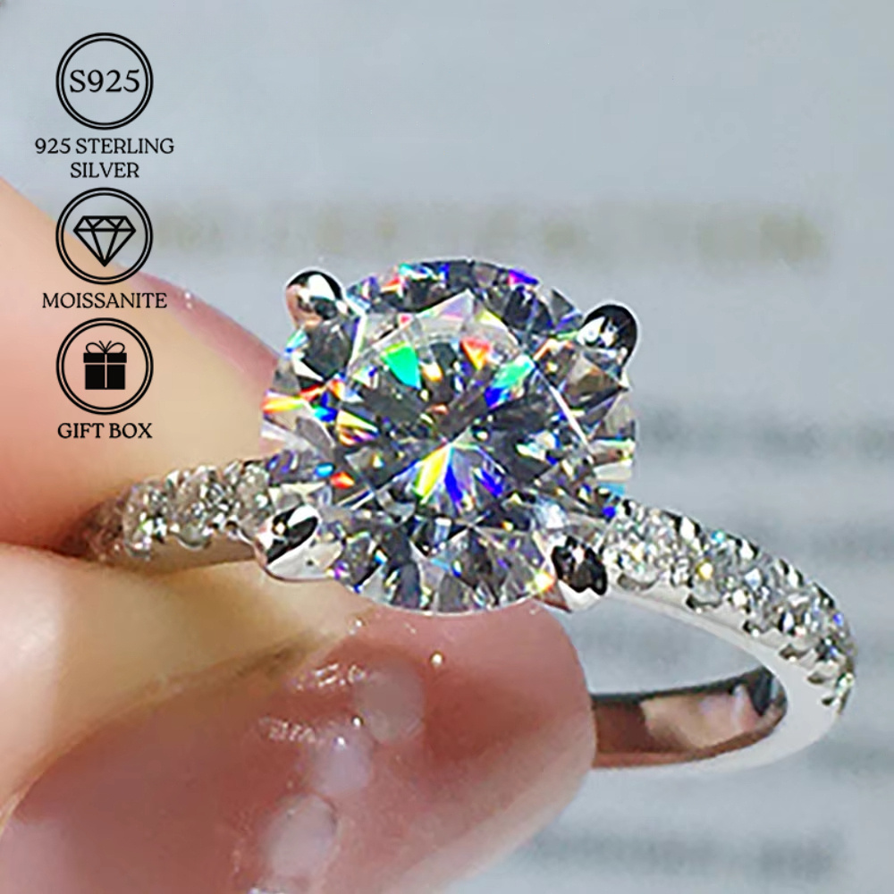 2g 1pc 1/2/ S925 Silver Moissanite Engagement Ring: Wedding Ring And Anniversary Gift, A Ring To Give To Her: retailer-supplied image