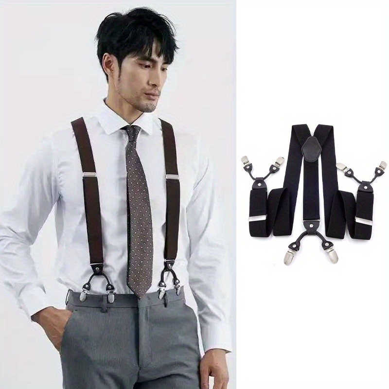 6 prong mens trouser suspenders belt clips