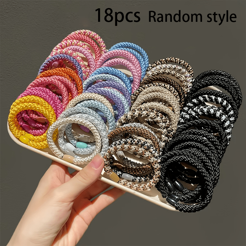 3/12/18pcs Random Style Women's Hair Ties, Multiple Colours