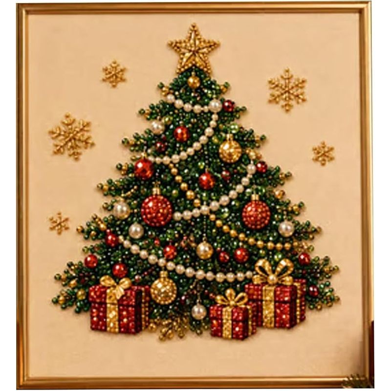 TEMU 2d/flat Printing Christmas Pearl Diamond Painting Art, Frameless, Adult And Beginner Christmas Pearl Painting, 3d Diamond Painting, Home Wall
