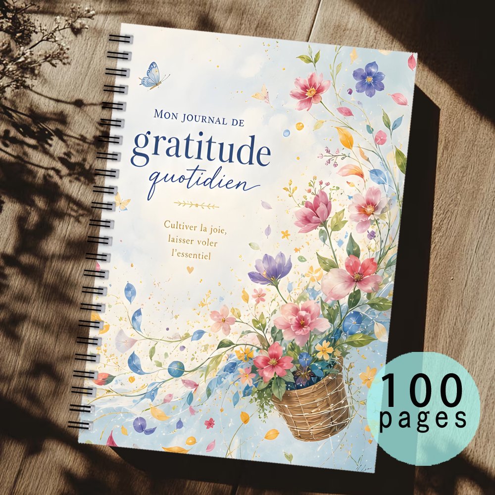 TEMU Carnet de gratitude 1 pièce : Guide de 52 semaines pour une attitude de gratitude, couverture souple à motif floral aquarelle, cahier de