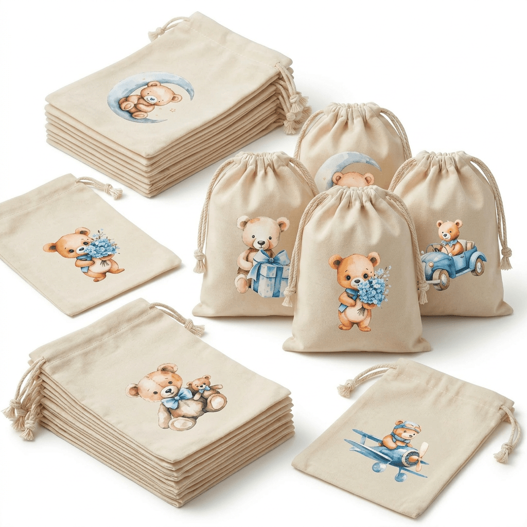TEMU Gift For Her/him 24-pcs Teddy Bear Drawstring Gift Bags, Cute Animal Theme Party Favor Pouches, Baby Shower Candy Treat Sacks, Durable Washable