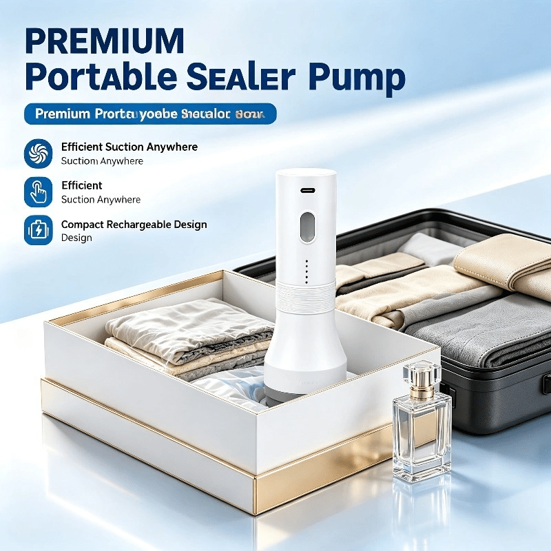 TEMU Pompe de compression à vide portable | Pompe à air fil rechargeable, aspiration de 5 Kpa, légère 135G, pour sacs de voyage (sac de rangement non