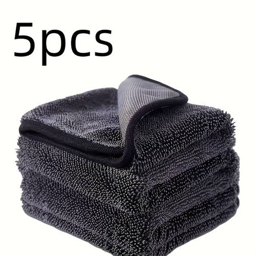 ultra soft microfiber cleaning cloth pack of 5 lint free reusable absorbent multi purpose towel for car detailing electronics kitchen bathroom textured surface cloth no residue compatible with motorcycles boats