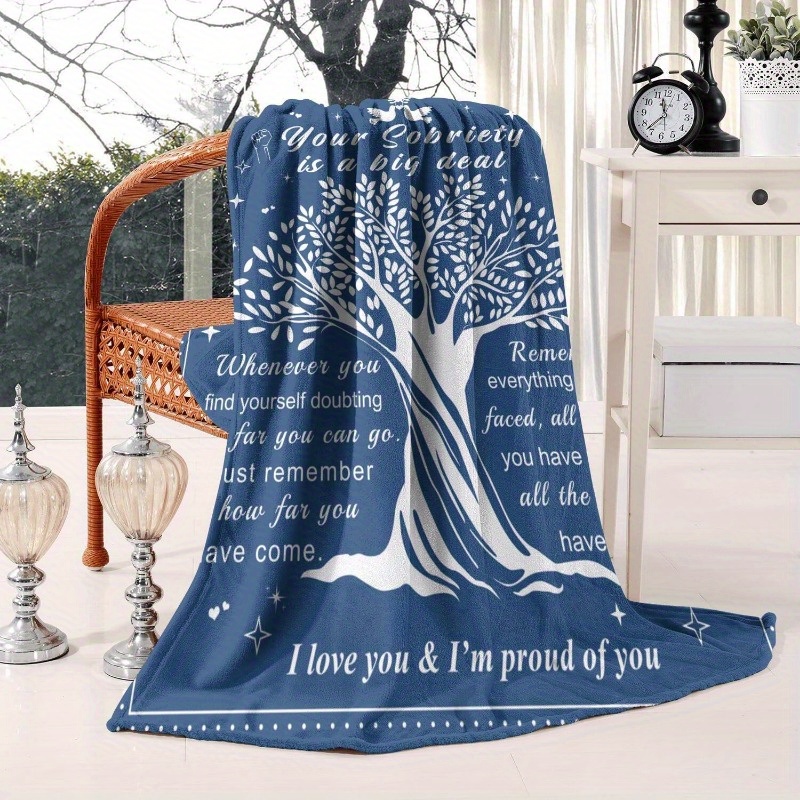 

1 Set 51.2x59.1 Polyester Fluffy Blanket, Inspirational Sobriety & Recovery , For & , , & Tear-, Use