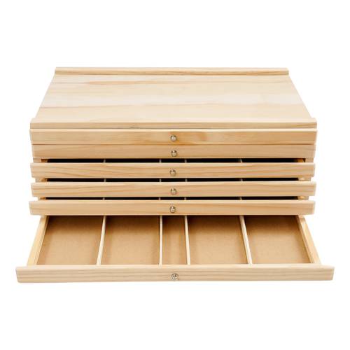 scatola portaoggetti a 6 cassetti, 40 x 25.5 x 15.2 cm, scatola portaoggetti compatta in legno, organizer portatile per , , artistici e euupe