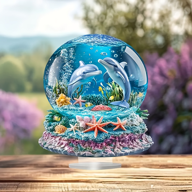 

2d Graphic Design - Bohemian Style Acrylic Dolphin - A Tabletop Display In An Artistic Decor Style, Suitable For Home, Office, Or Café - A Ocean Decoration.