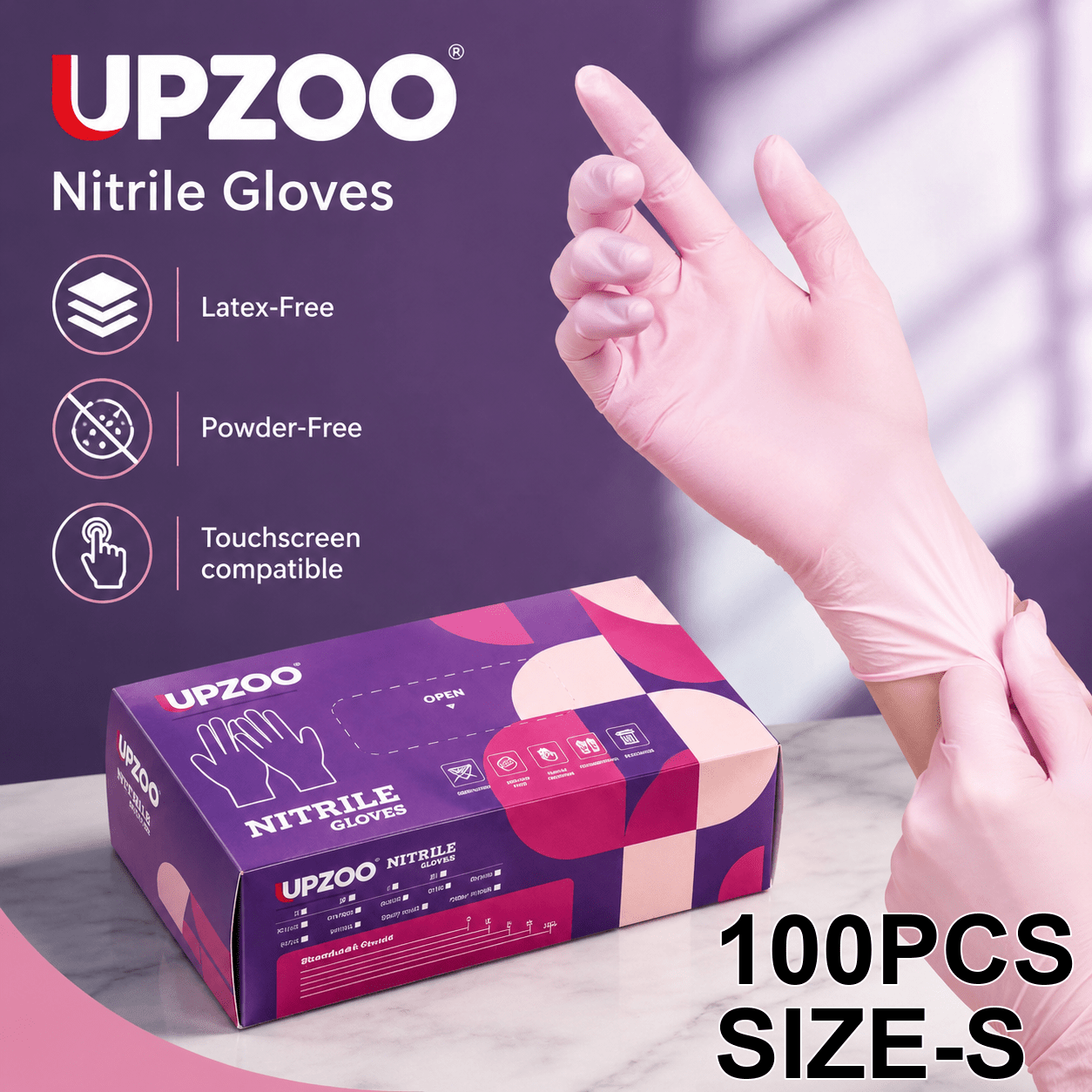 TEMU Upzoo - 100pcs Box Of Disposable Light Gloves, Non-slip And With Excellent Elasticity, Suitable For Painting, Dishwashing And Household Hair