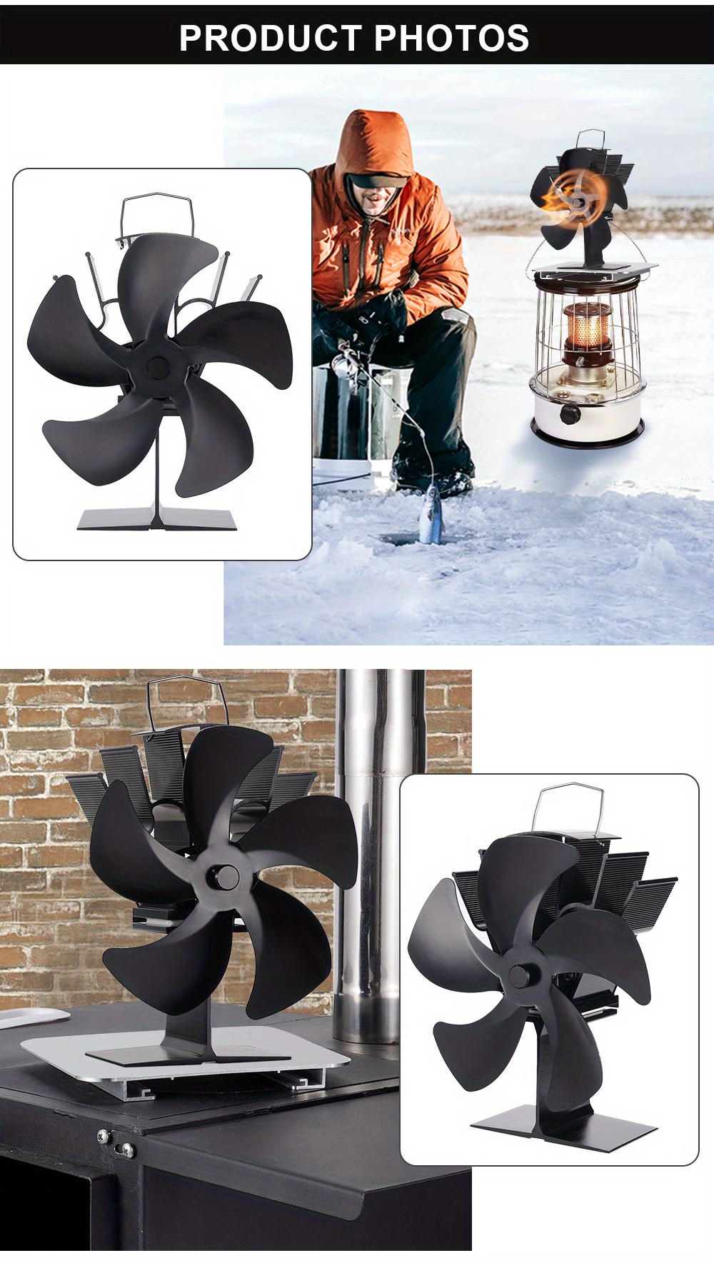 high   5 blade fireplace fan portable non electric heat distribution for log burners stoves details 1