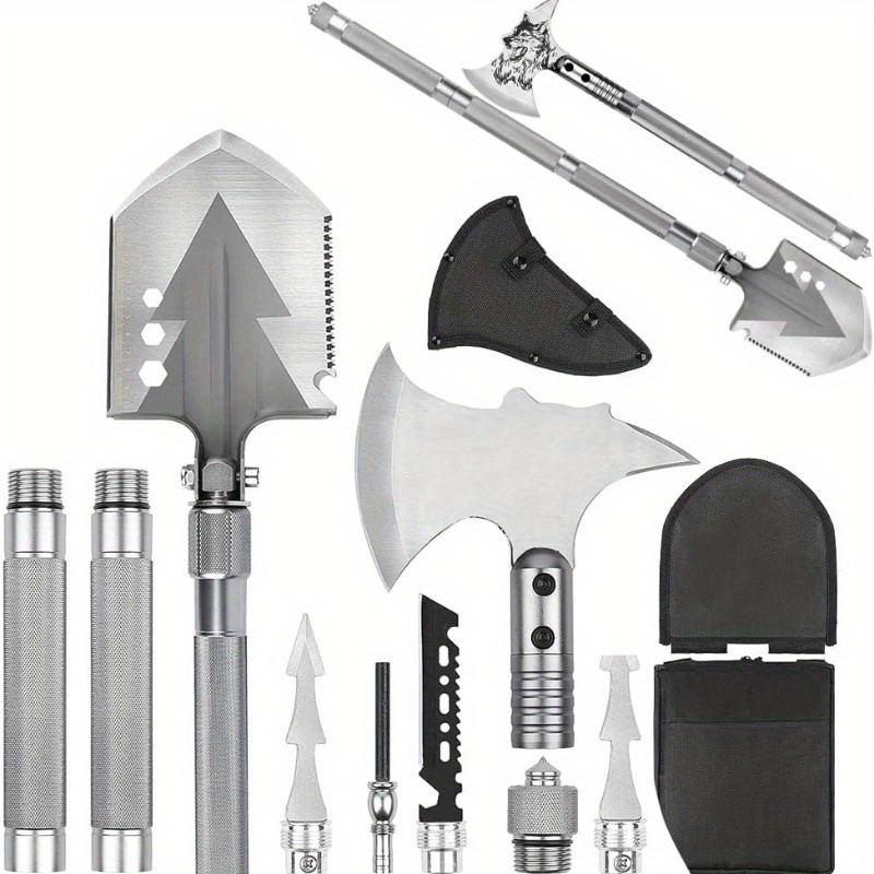TEMU Survival Shovel Camping Axe Portable Survival Kits With Sheath For Backpacking, Entrenching Tool, Car Emergency