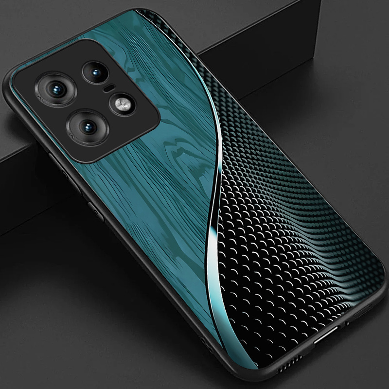 TEMU Phone Case: Case For Moto 50 Pro 50 Ultra Phone Case, Stylish Black Green Brown And Scales Pattern Glossy Glass Back Cover Business Gift