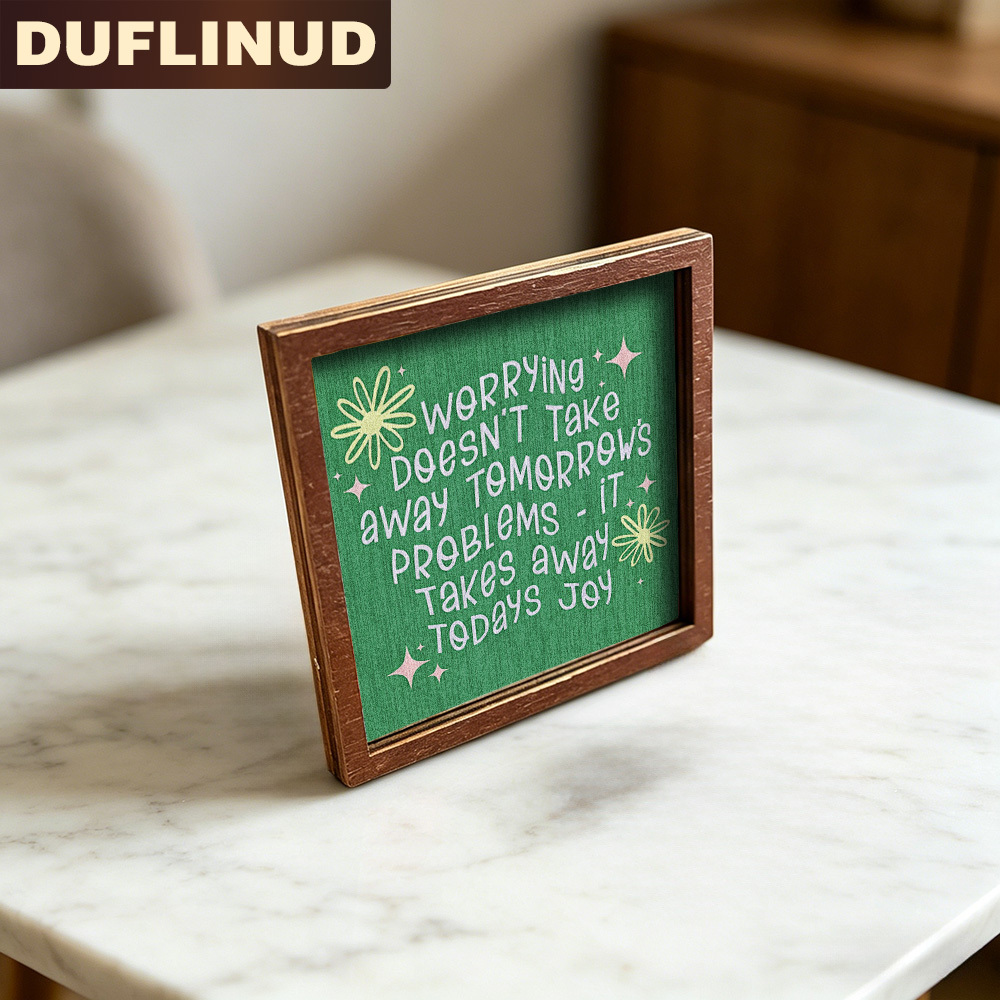 TEMU Inspirational Quote Fridge Magnet, Mini Decorative Plaque, Micro Decorative Painting With Green Background And Pattern, Printed With Text About