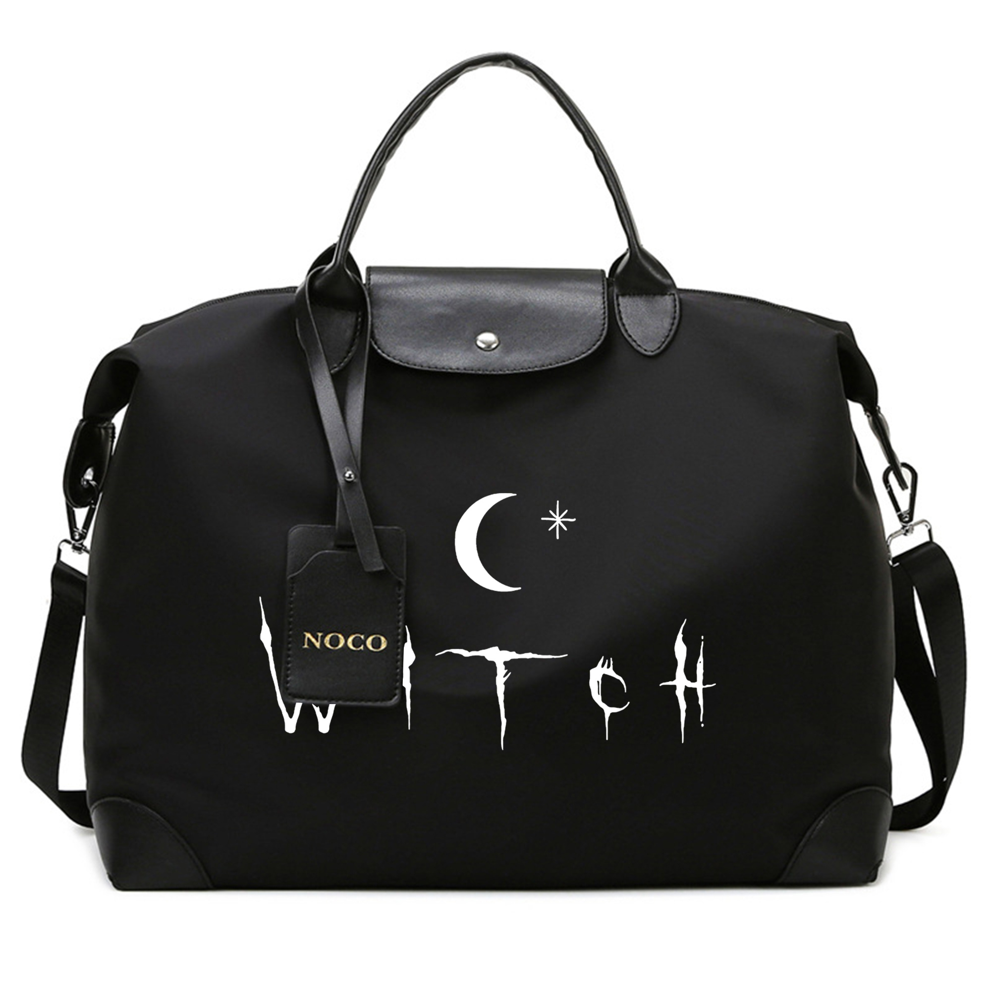 Image of Witch Print Stylish College Style Tote, Durable Large Capacity Crossbody Bag For Work And School, In A Of Colors, For Halloween