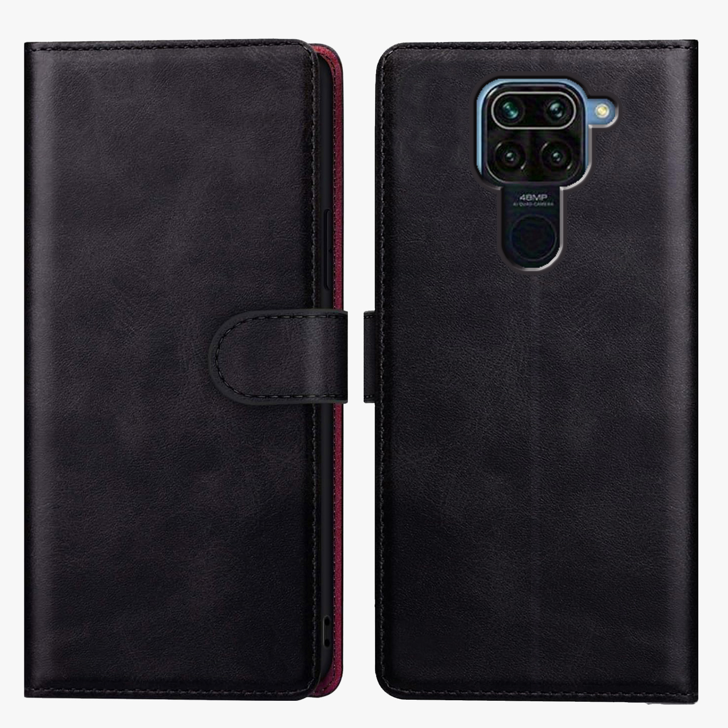 TEMU Phone Case - Protective Wallet Case In Black Faux Leather For Xiaomi Redmi Note 9 / Redmi 10x 4g, Featuring A Card Holder, Suitable For Men And
