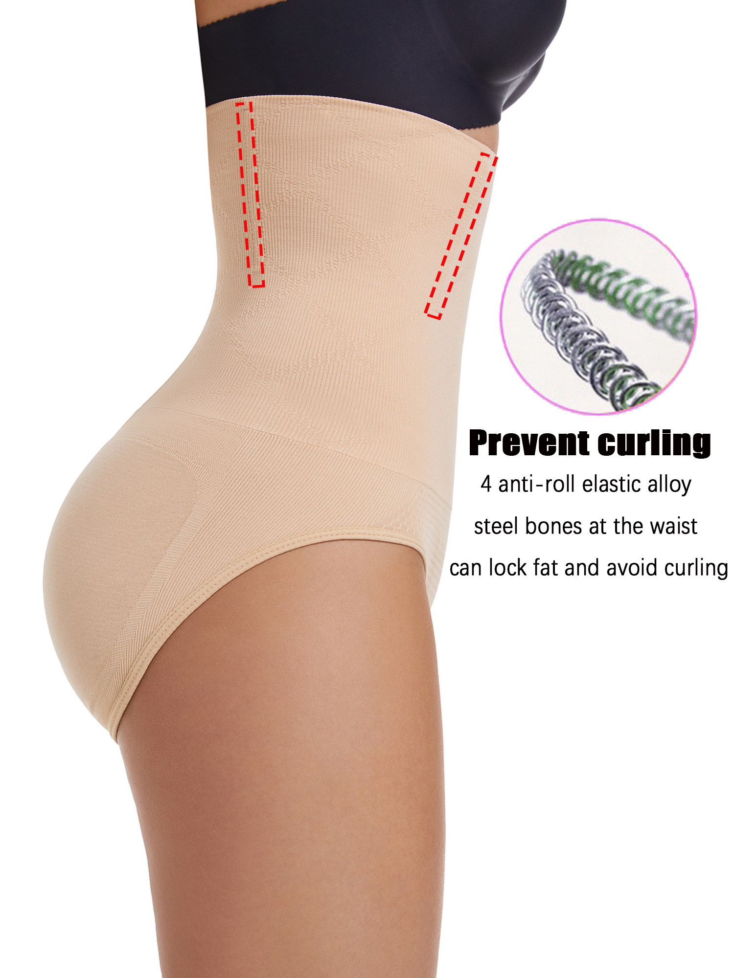 Women'S High Waisted Tummy Firm Control Briefs - Black, Solid Color, Slimming Waist Panties for Body Shaping, Comfort Fit, Body Shaping Underwear | High Waisted Briefs | Comfortable Fit