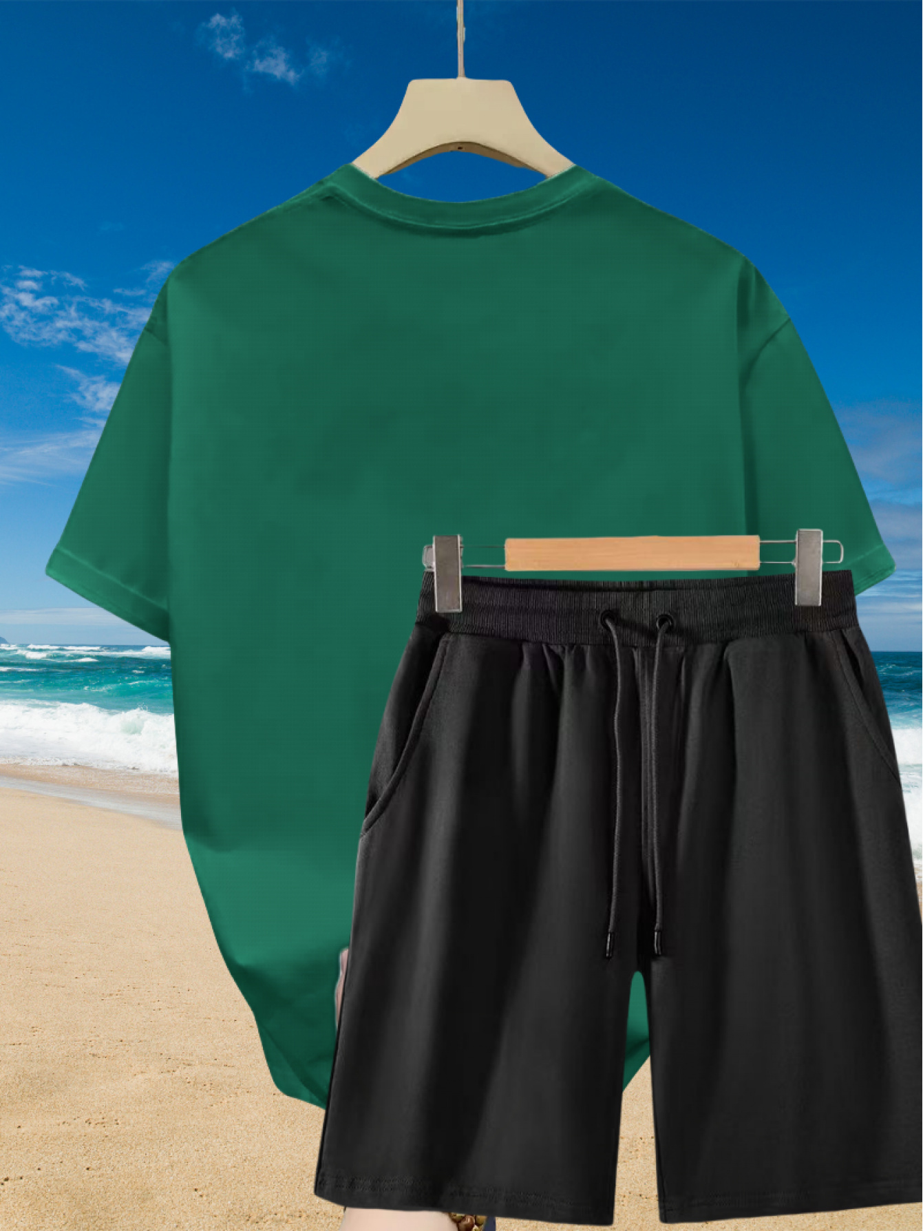 2pcs Men'S Summer Casual Outfit: Relaxed Fit Cotton T-Shirt & Drawstring Shorts Set - Floral Graphic Printed - Sporty, Comfortable, Beach-Ready, Summer Shorts, for Daily & Weekend Casual Wea