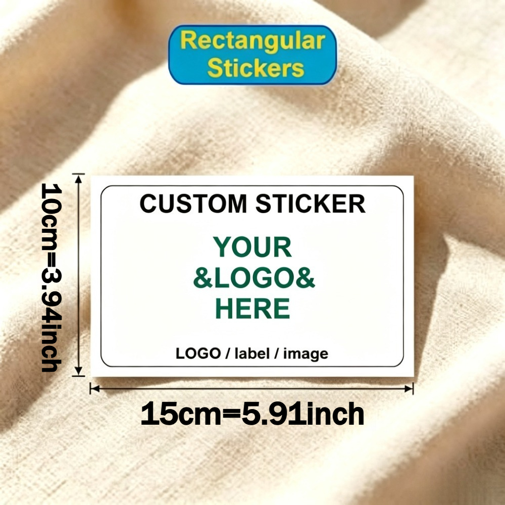TEMU 65/100/240pcs Customizable Rectangular Waterproof Sticker Labels, Multiple Sizes Available, Supports Custom Patterns, Brand Logo, , Photo, Text,