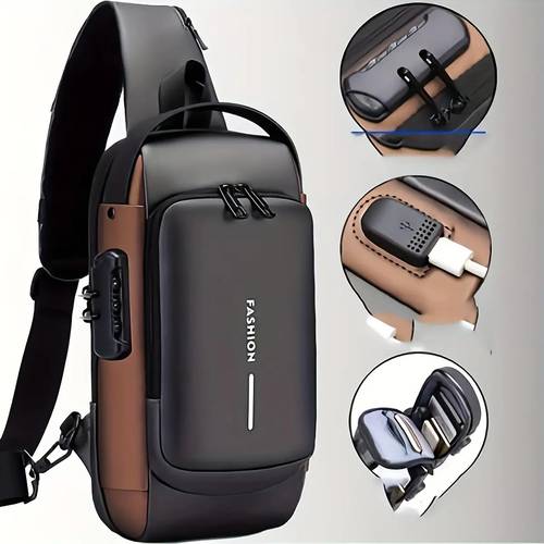 item picture anti theft motorcycle backpack with lock convertible crossbody bag zipper closure and theft proof compartment adjustable shoulder strap for commuting travel motorcycle large small size mens secure motorcycle crossbody bag
