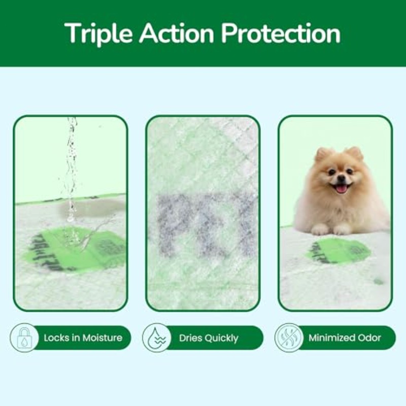 50 Counts Training Pad for Dogs 48% USDA Certified Plant Based Dog Pad Unscented Puppy Pee Pads Leak-Proof Pee Pads for Dogs